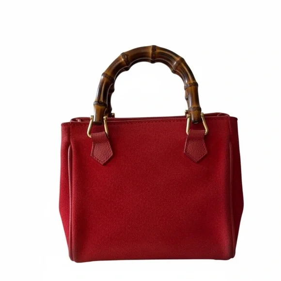 Gucci Red Suede Bamboo Mini Tote w/ Original Strap - Picture 2 of 13